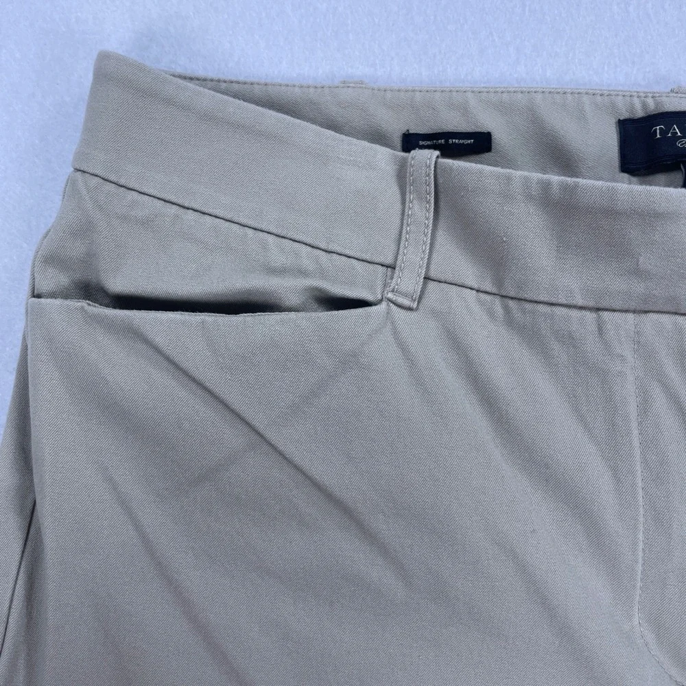 Talbots Signature Straight Leg Pants Womens 12 Tan Khaki Cotton Stretch Chino